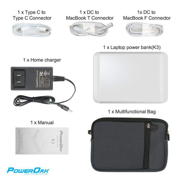 PowerOak - Power bank MacBook PowerOak K3 133 Wh / 36.000 mAh - Power bank - K3