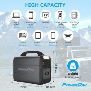 PowerOak - Generatore solare PowerOak PS7 AC100 1.000Wh AC/DC - Power bank - PS7