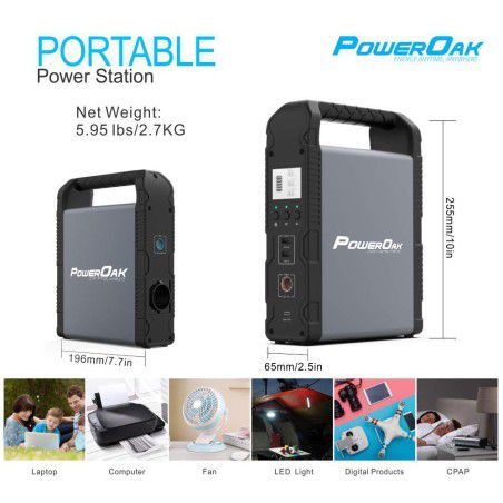 PowerOak - Generatore AC/DC solare PowerOak PS1 55200mAh / 200Wh - Power bank - PS1